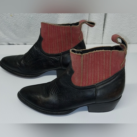 Matisse Mustang Black/Red Leather Western Ankle Boots Size 8 - Picture 1 of 10